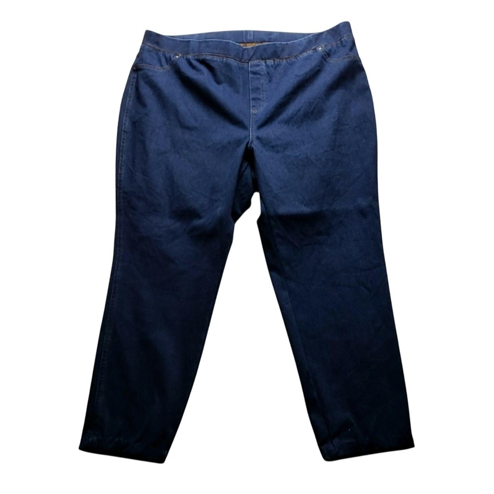 Avon Jeans Womens Plus 2X Blue Dark Wash Pull On Jegging Stretch Denim Pants